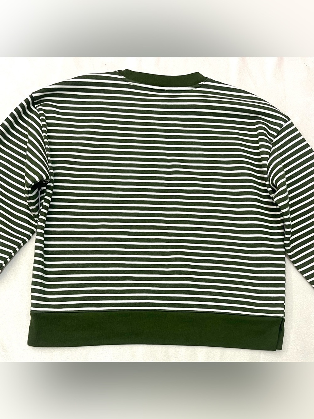 J.Crew Women's Striped Crewneck Sweater in Dark Green and White Size Medium - Picture 15 of 16